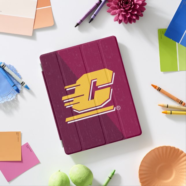 Central Michigan Color Block Distressed iPad Smart Cover (In Situ)