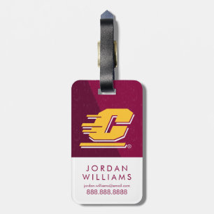 Central Michigan Color Block Distressed Luggage Tag