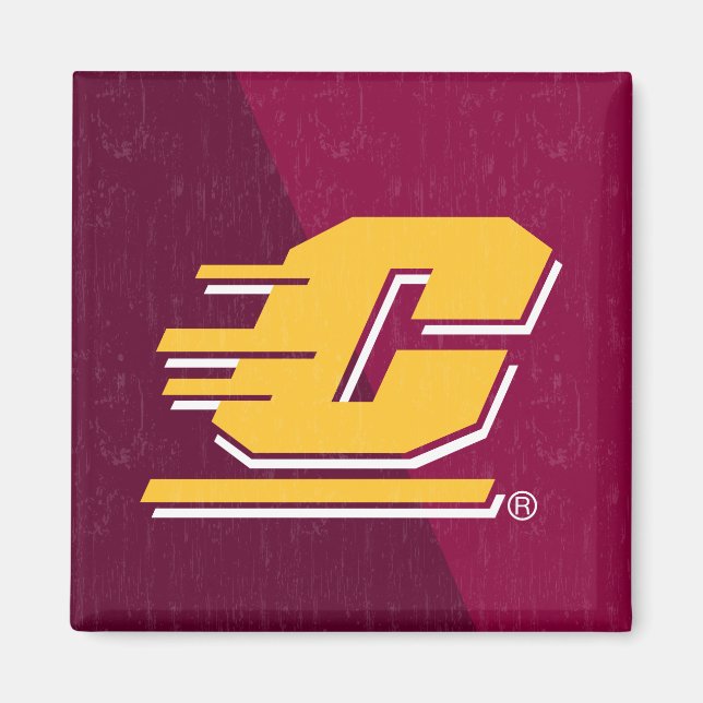 Central Michigan Color Block Distressed Magnet (Front)