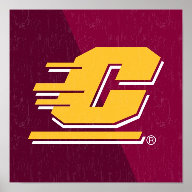 Central Michigan Color Block Distressed Poster (Front)
