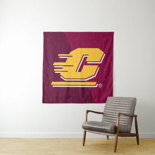 Central Michigan Color Block Distressed Tapestry