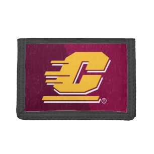 Central Michigan Color Block Distressed Tri-fold Wallet