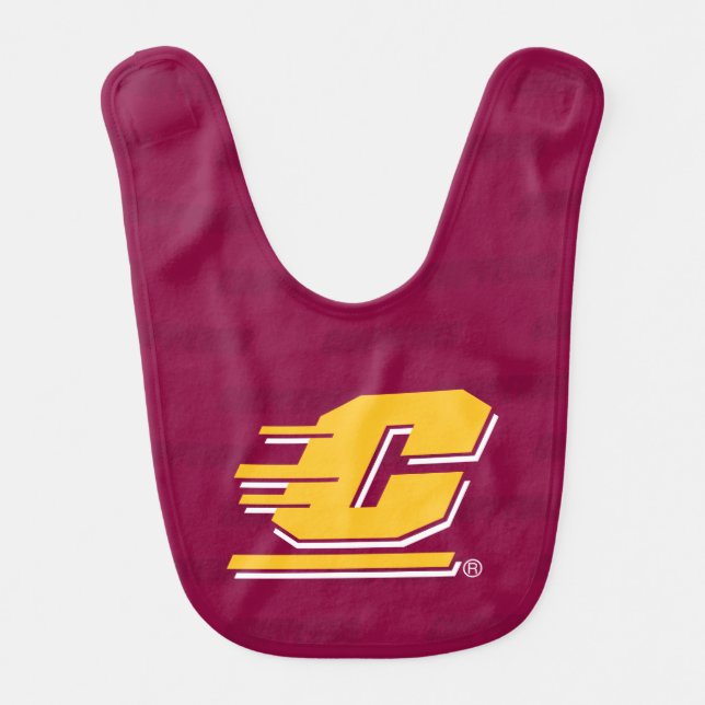 Central Michigan Logo Watermark Baby Bib (Front)