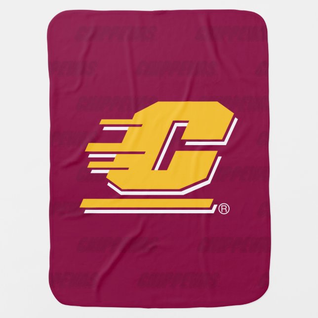 Central Michigan Logo Watermark Baby Blanket (Front)