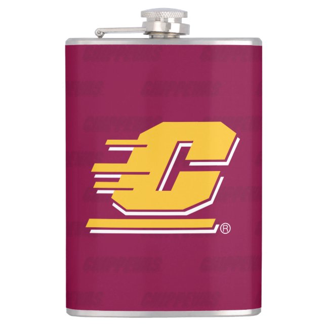 Central Michigan Logo Watermark Flask (Front)