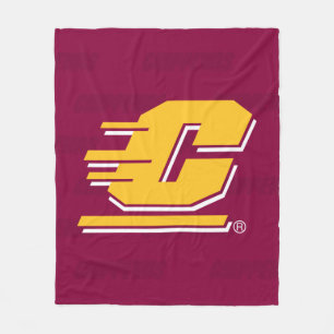 Central Michigan Logo Watermark Fleece Blanket