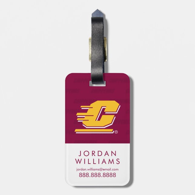 Central Michigan Logo Watermark Luggage Tag (Back Vertical)