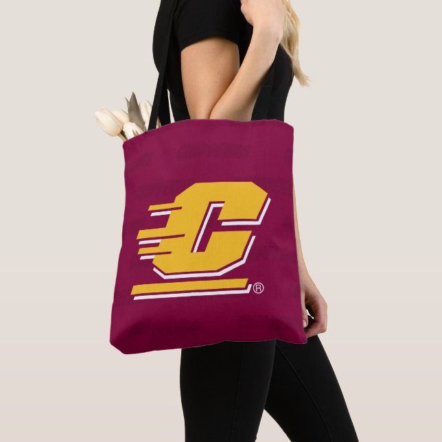 Central Michigan Logo Watermark Tote Bag (Close Up)