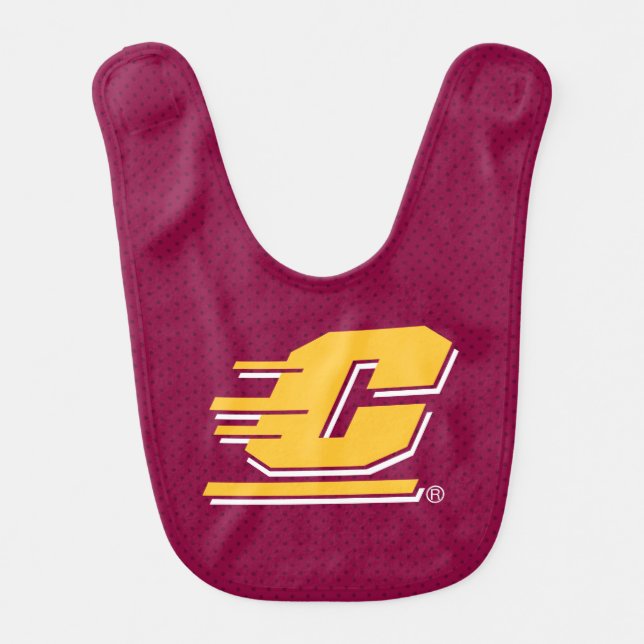 Central Michigan Polka Dot Pattern Baby Bib (Front)