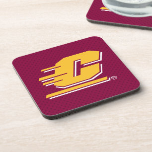 Central Michigan Polka Dot Pattern Beverage Coaster