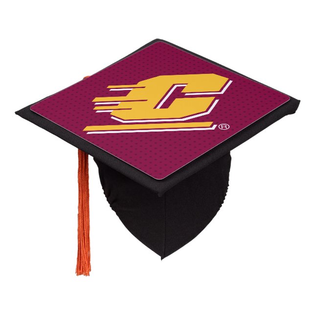 Central Michigan Polka Dot Pattern Graduation Cap Topper (Angled)