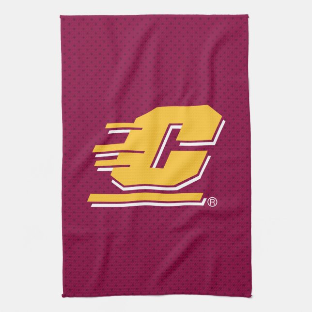 Central Michigan Polka Dot Pattern Kitchen Towel (Vertical)