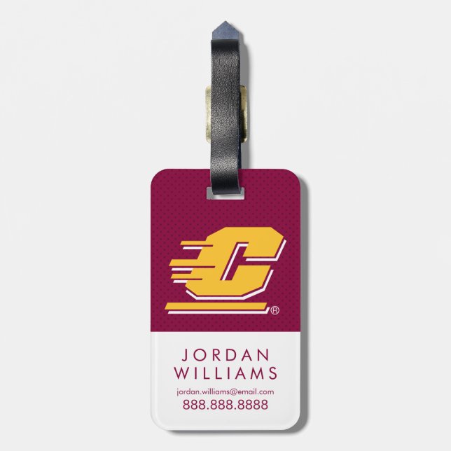 Central Michigan Polka Dot Pattern Luggage Tag (Back Vertical)