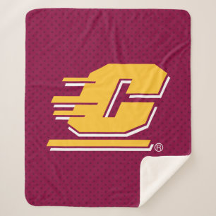 Central Michigan Polka Dot Pattern Sherpa Blanket