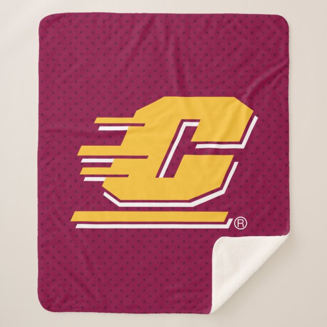 Central Michigan Polka Dot Pattern Sherpa Blanket (Front)