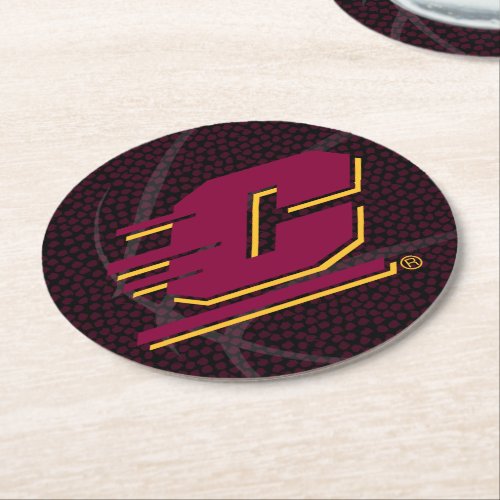 Central Michigan State Basketball Round Paper Coaster