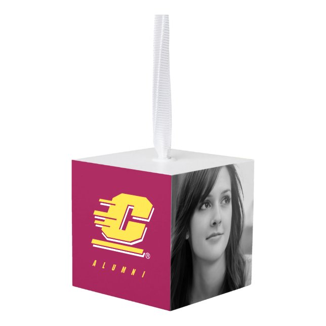 Central Michigan University Alumni Cube Ornament (Back Angled)