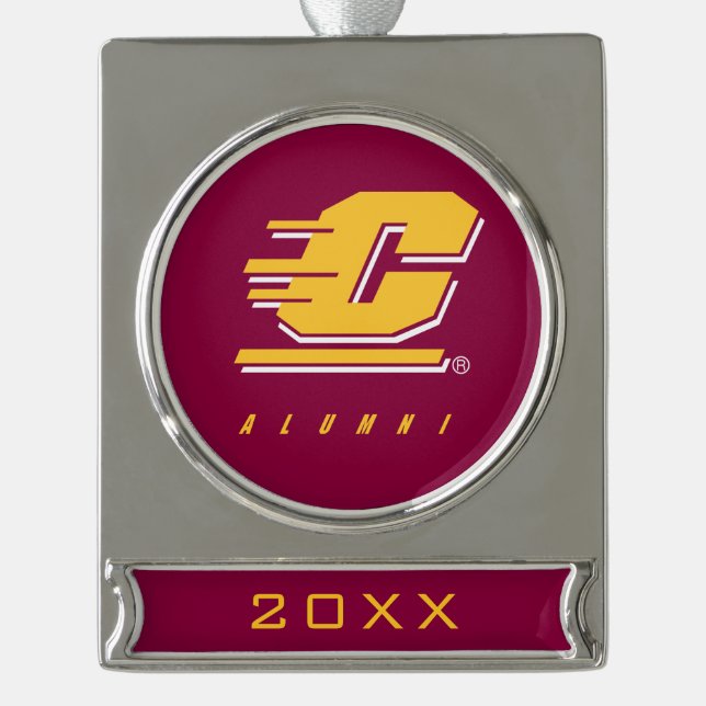 Central Michigan University Alumni Silver Plated Banner Ornament (Front)