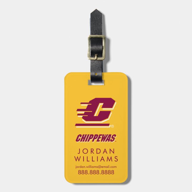 Central Michigan University Chippewas Luggage Tag (Front Vertical)
