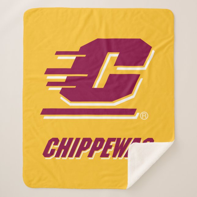 Central Michigan University Chippewas Sherpa Blanket (Front)