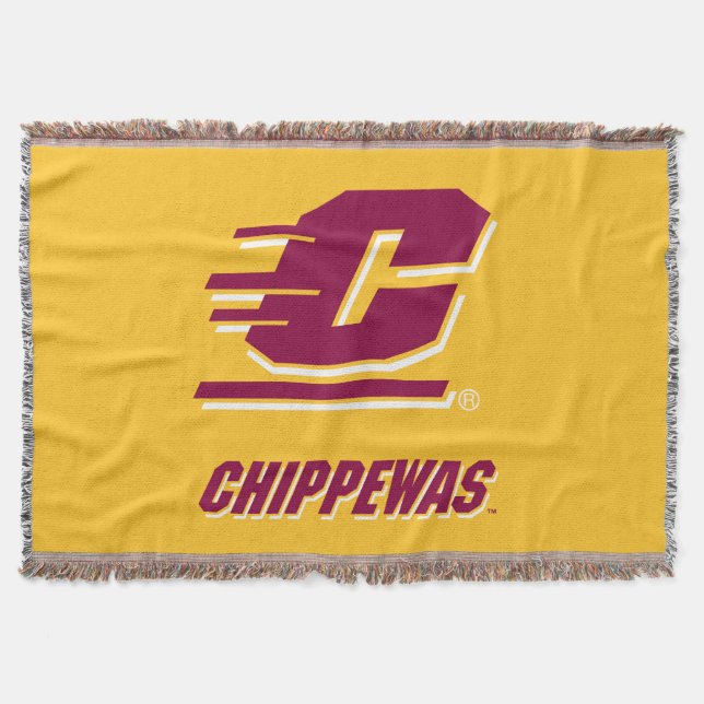 Central Michigan University Chippewas Throw Blanket (Front)