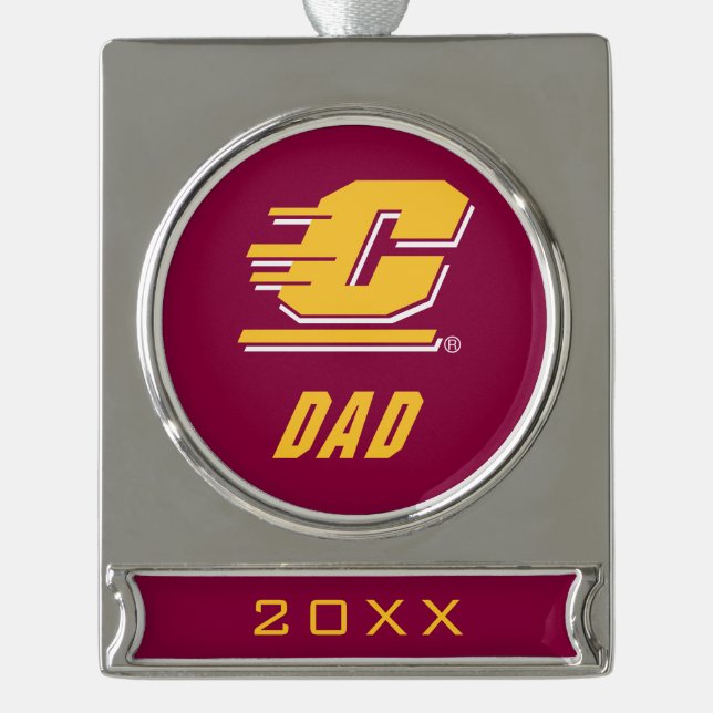 Central Michigan University Dad Silver Plated Banner Ornament (Front)