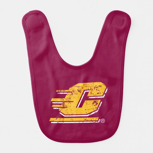 Central Michigan University Distressed Baby Bib (Front)