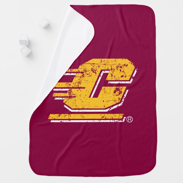 Central Michigan University Distressed Baby Blanket (In Situ)