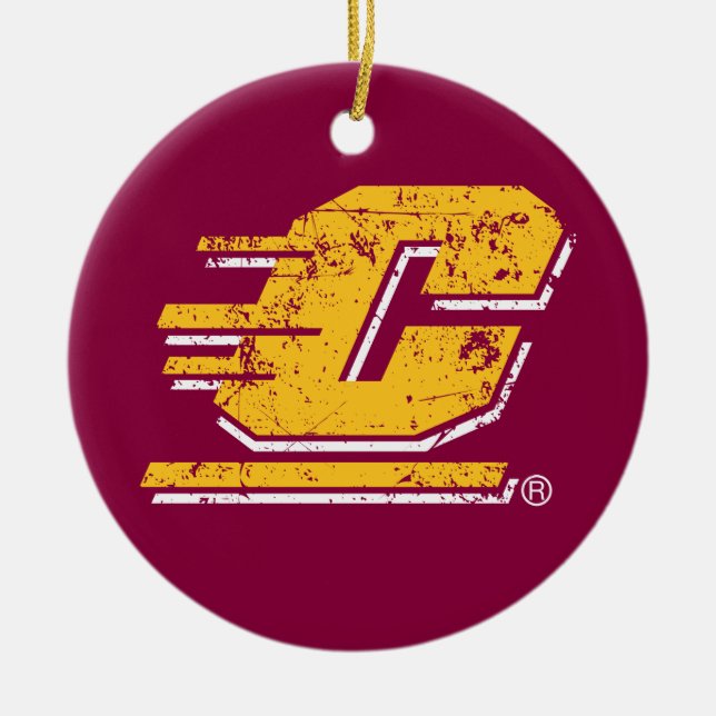 Central Michigan University Distressed Ceramic Ornament (Front)