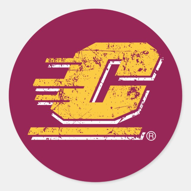 Central Michigan University Distressed Classic Round Sticker (Front)