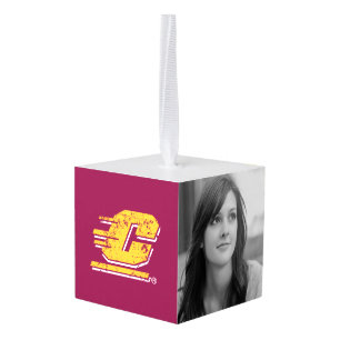 Central Michigan University Distressed Cube Ornament