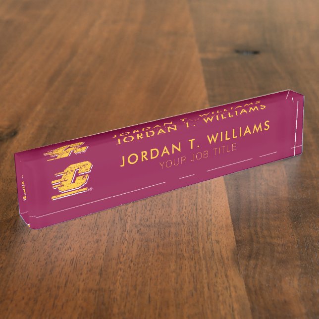 Central Michigan University Distressed Desk Name Plate (Side)