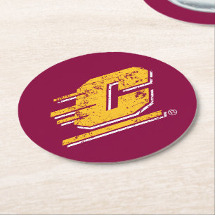 Central Michigan University Distressed Round Paper Coaster