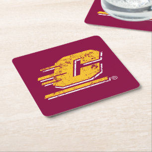 Central Michigan University Distressed Square Paper Coaster