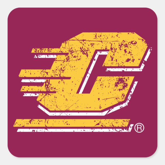 Central Michigan University Distressed Square Sticker (Front)