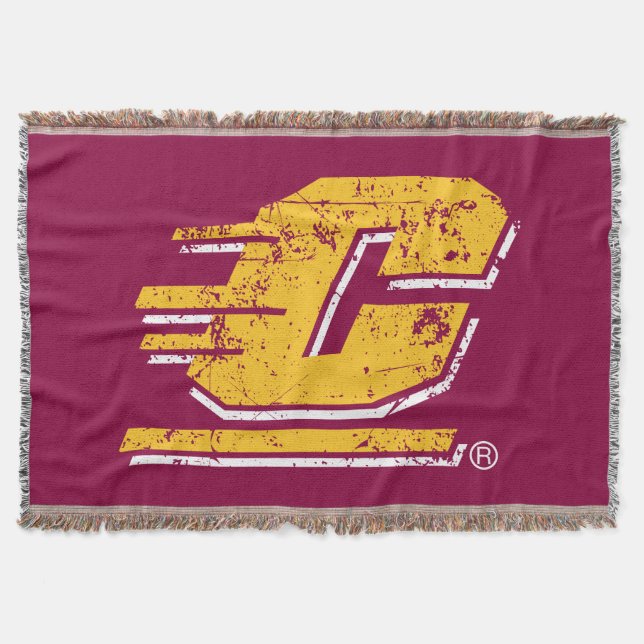 Central Michigan University Distressed Throw Blanket (Front)