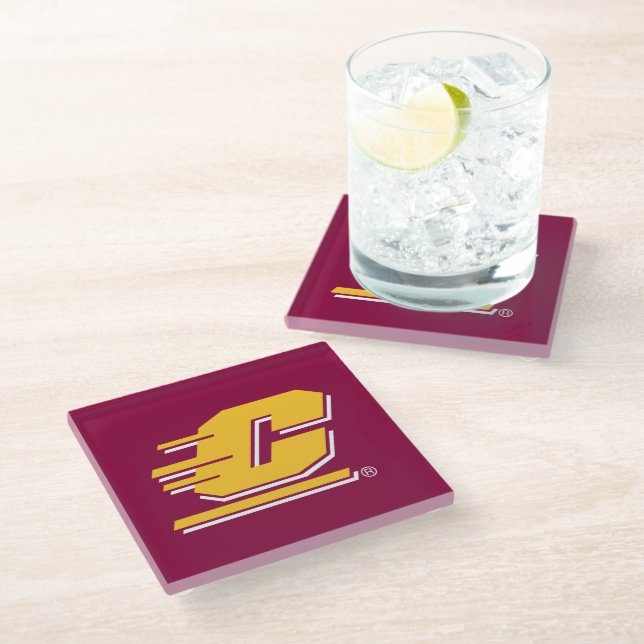 Central Michigan University Glass Coaster (Angled)