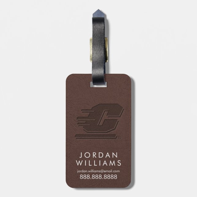 Central Michigan University leather Luggage Tag (Back Vertical)