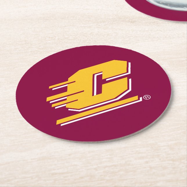 Central Michigan University Round Paper Coaster (Angled)