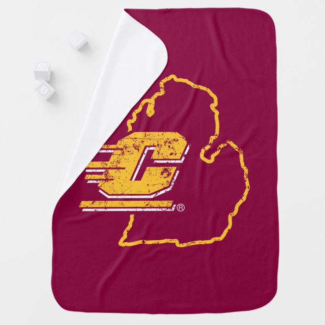 Central Michigan University State Love Baby Blanket (In Situ)