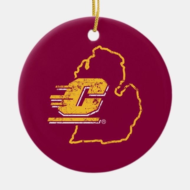 Central Michigan University State Love Ceramic Ornament (Front)
