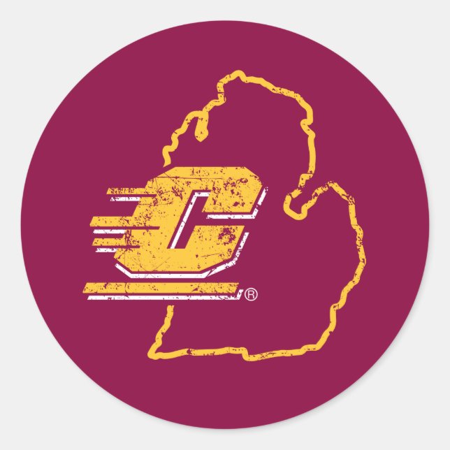 Central Michigan University State Love Classic Round Sticker (Front)