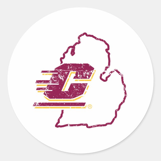 Central Michigan University State Love Classic Round Sticker (Front)