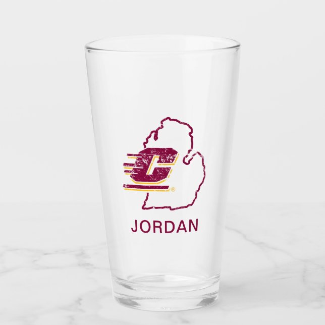 Central Michigan University State Love Glass (Front)