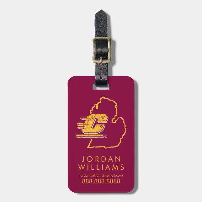 Central Michigan University State Love Luggage Tag (Front Vertical)