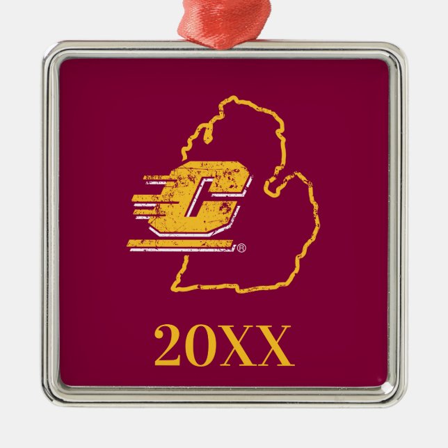 Central Michigan University State Love Metal Ornament (Front)