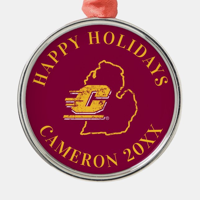 Central Michigan University State Love Metal Ornament (Front)
