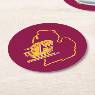 Central Michigan University State Love Round Paper Coaster
