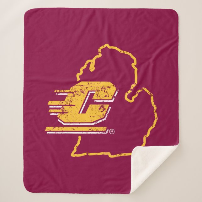 Central Michigan University State Love Sherpa Blanket (Front)
