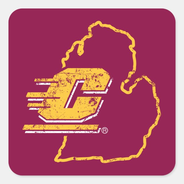 Central Michigan University State Love Square Sticker (Front)